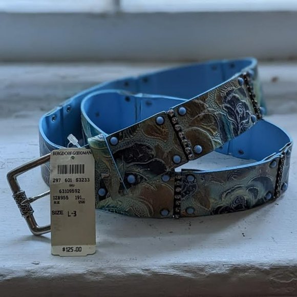 Nanni Blue + Multicolor Leather Belt With Bergdorf Goodman\'s Tag main image 9